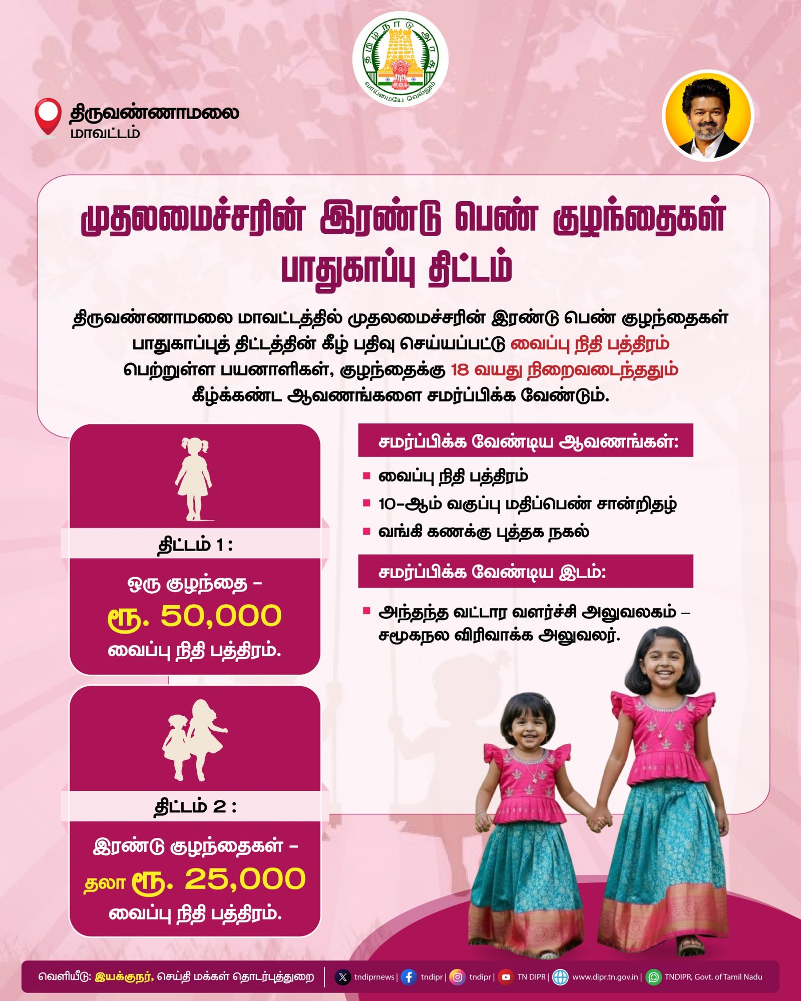 முதலமைச்சரின் இரண்டு பெண் குழந்தைகள் பாதுகாப்பு திட்டம்